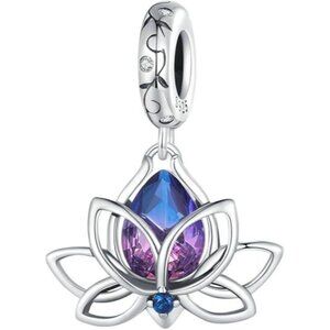 Water-lily 925 Sterling Silver Charms for Necklace Pendant Charms